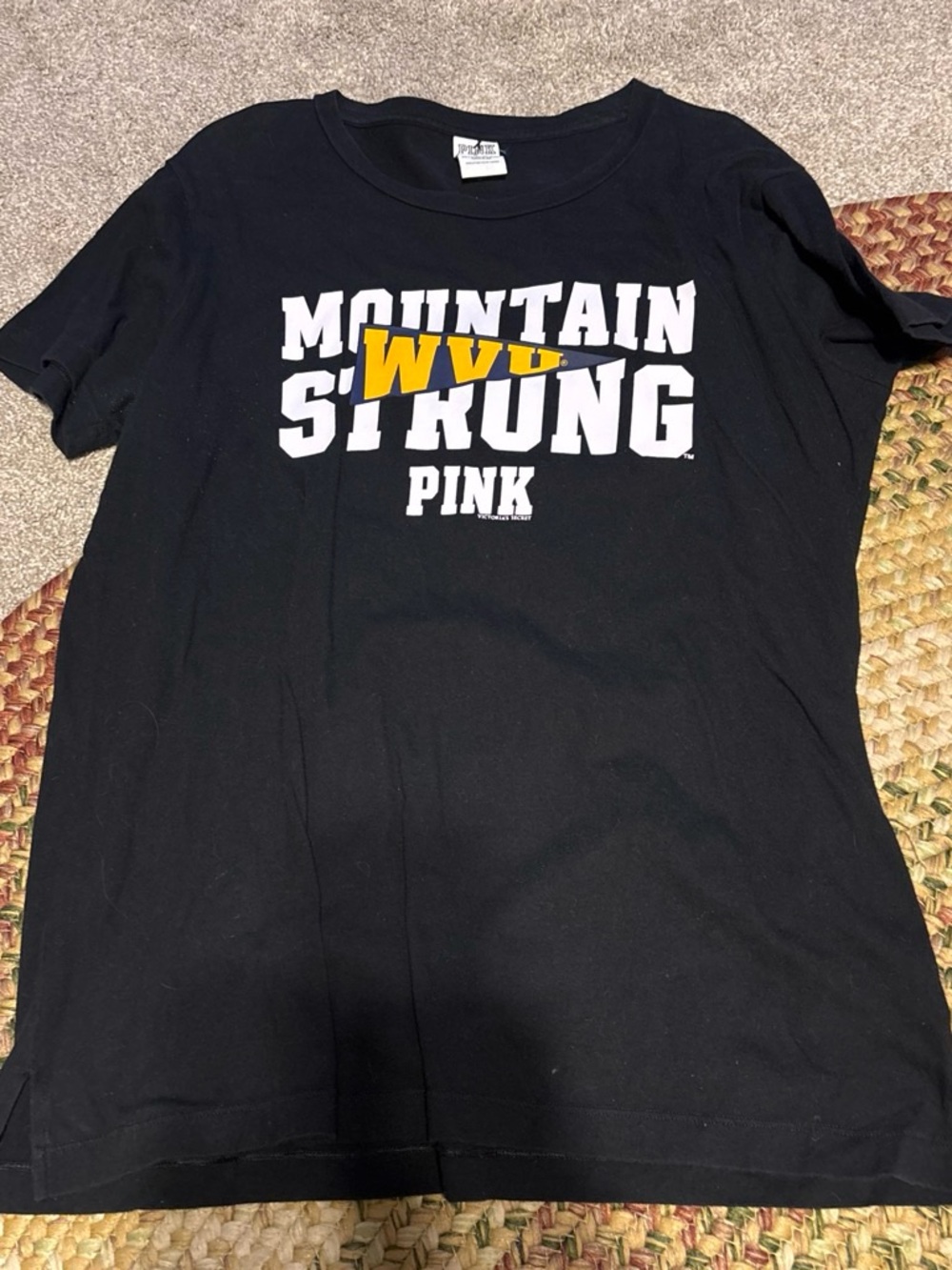 PINK Victoria's Secret Black 'Mountain Strong' WVU Graphic Tee